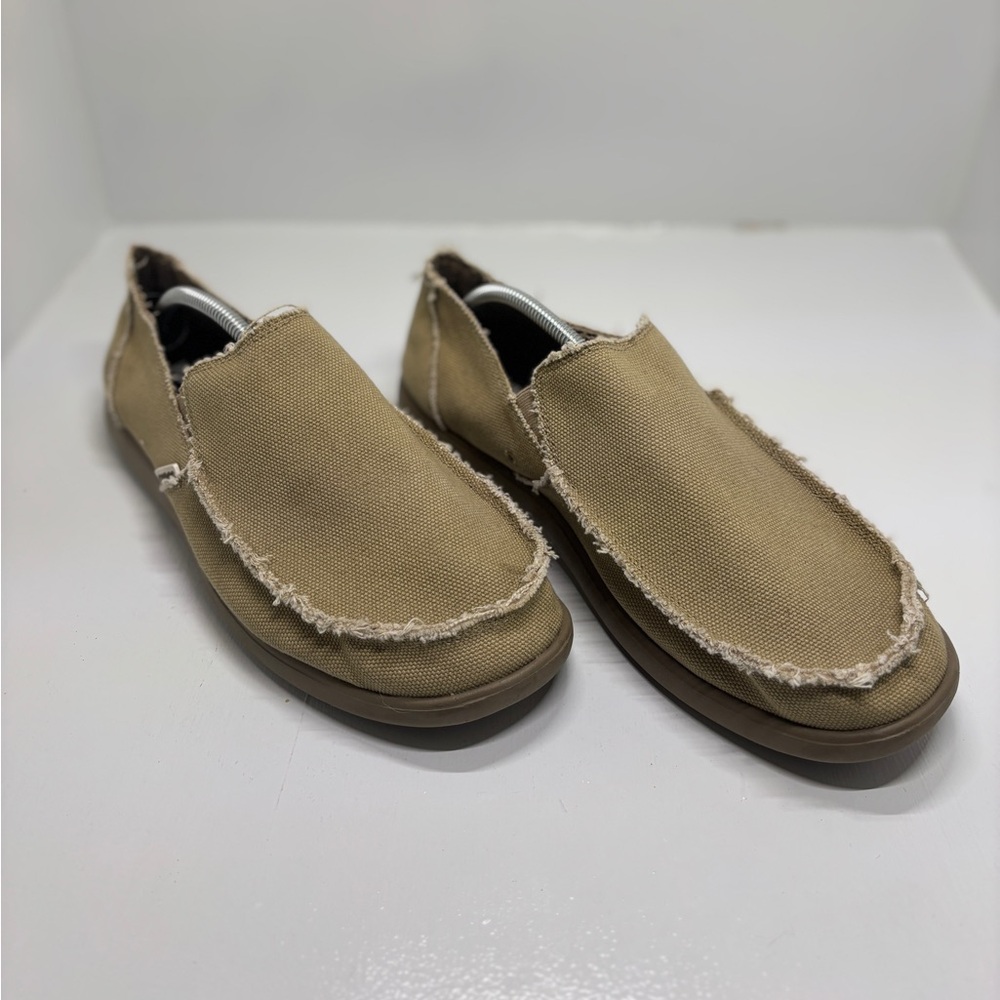 Crocs Santa Cruz Canvas Loafers Men’s 12 Tan Slip On Casual Comfort Shoes - Picture 4 of 15